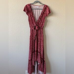 Beyond the Radar High Low Dress Polka Dot Red